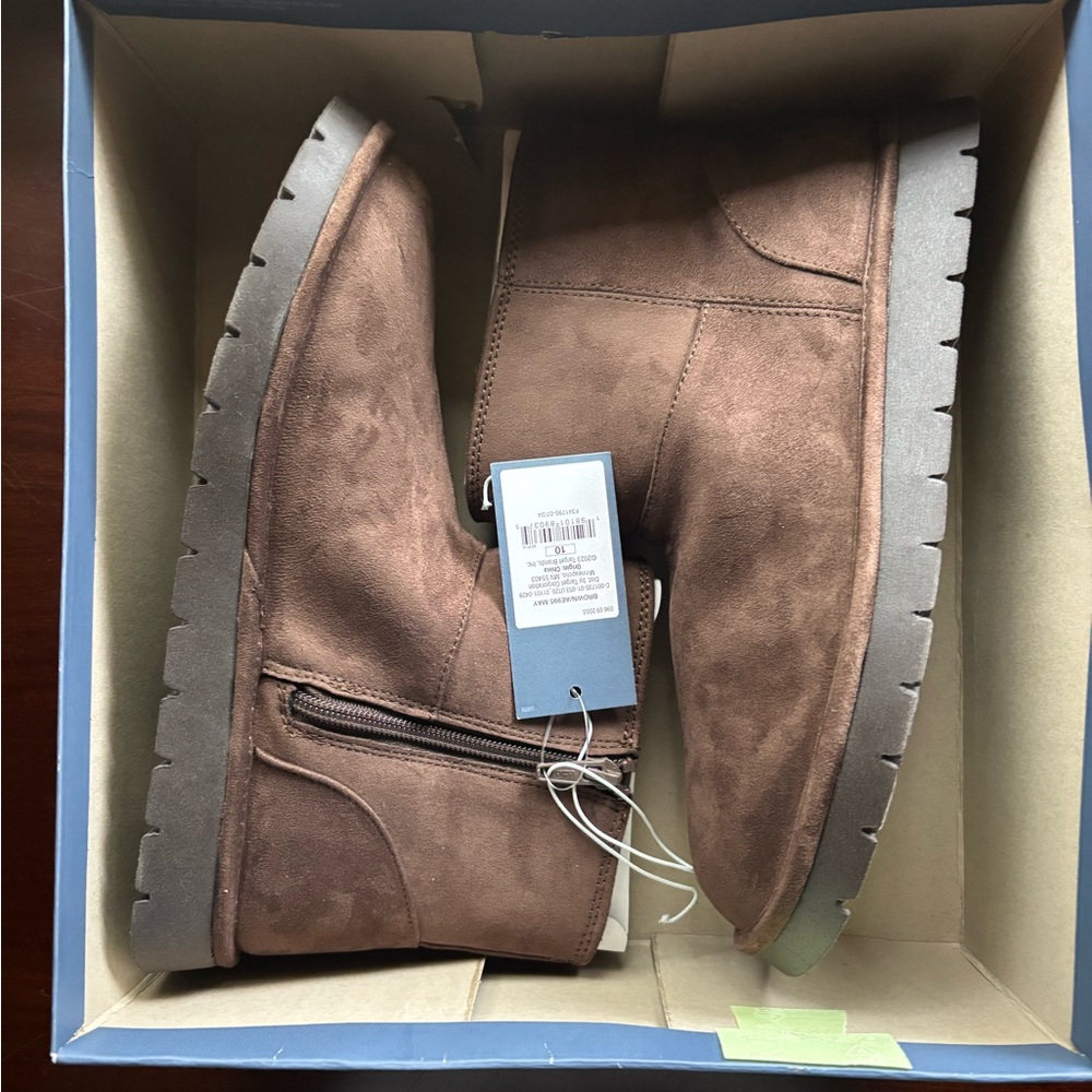 NWT - Brown Suede Boots with Side Zipper - Women’s size 10